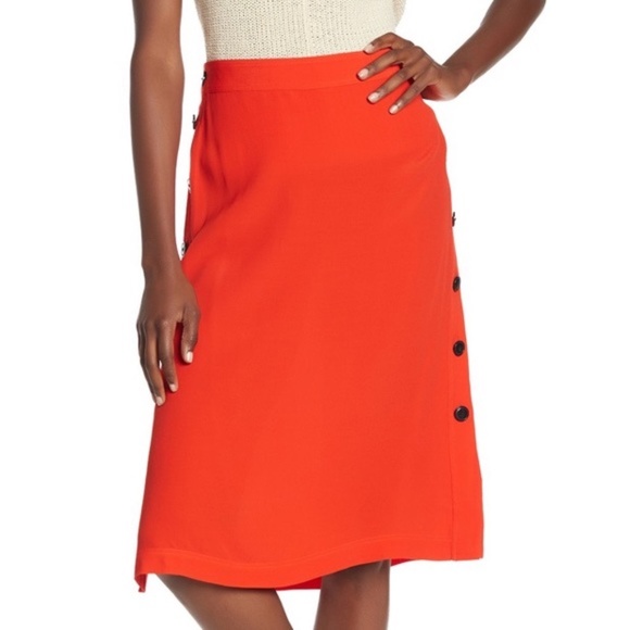 Madewell Dresses & Skirts - Madewell orange high waist side button midi skirt